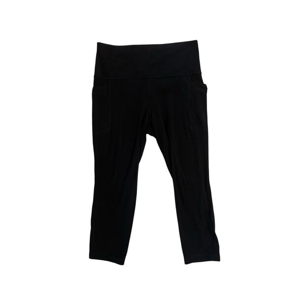 Women M Athleta Salutation Stash Capri Black Cropped Leggings Pants High Rise - Picture 1 of 5